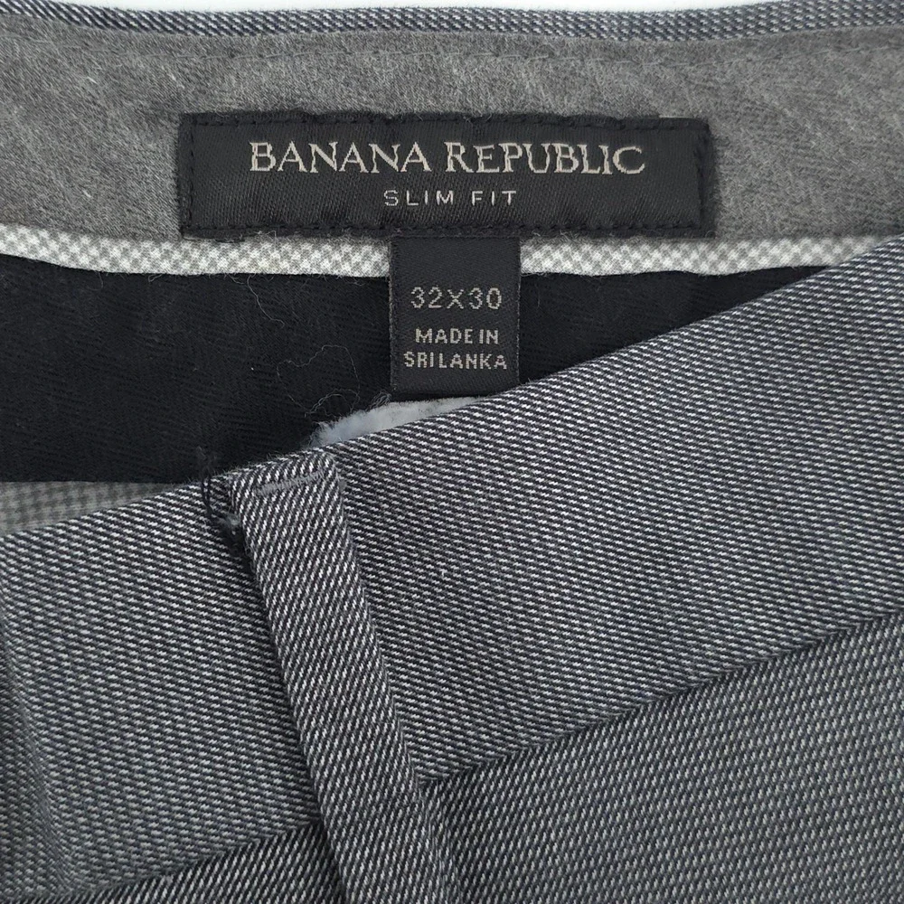 Banana Republic Slim Fit Mens Chino Pants 32x30 Gray Business Casual Trousers